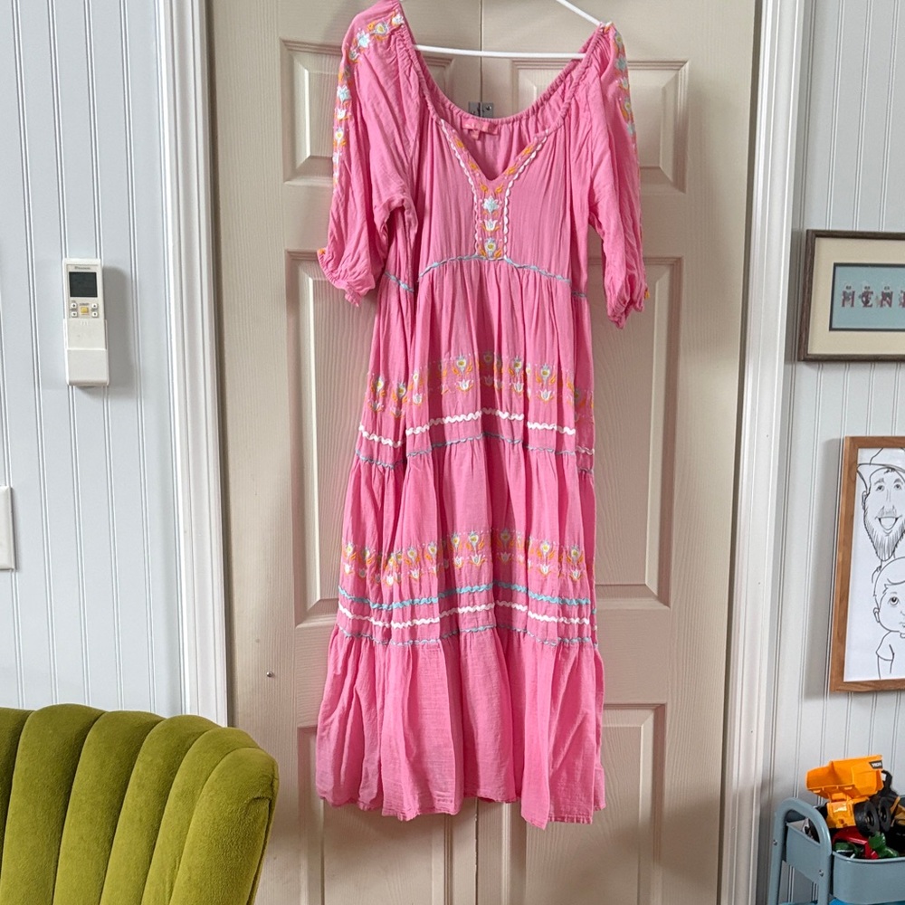 Simply Southern Pink Floral Midi Dress